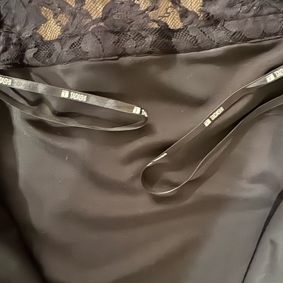 Tadashi Shoji Black Dress Size 2 Beading Velvet Trim 90s Lace Beading Embroidery - Picture 5 of 12